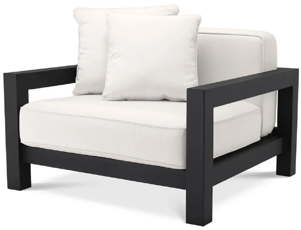 Casa Padrino sillón de jardín de lujo con cojines negro / blanco 101 x 100 x A. 72 cm - Muebles de Hotel de Terraza de Jardín - Calidad de Lujo Sichere Zahlung