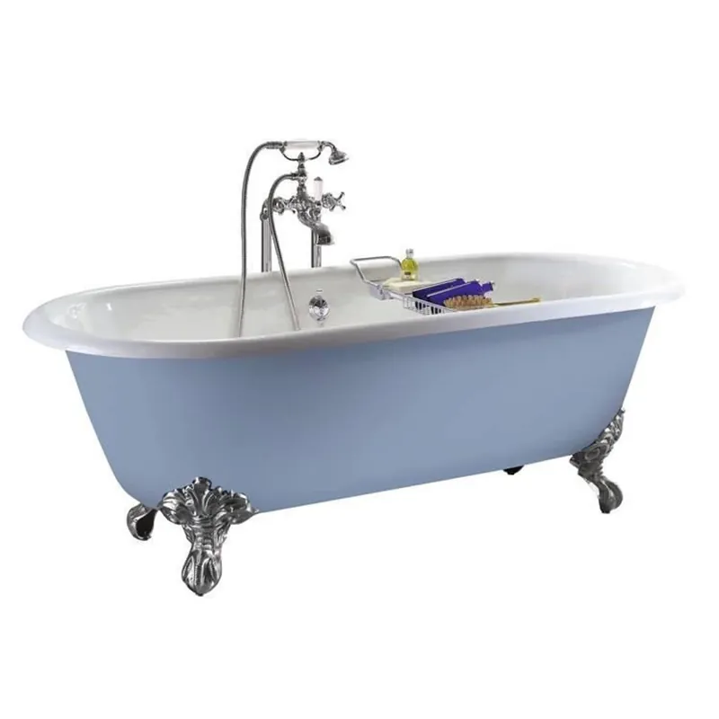 Casa Padrino Bañera de lujo de hierro fundido Azul Claro / Blanco 154 cm - Bañera independiente curvada - Muebles de baño barrocos y Art Nouveau Super-Preis