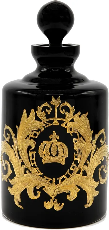 Pompöös by Casa Padrino jarra de whisky de lujo con baño de oro de 24 quilates negro / oro Ø 12,5 x A. 25 cm - Jarra de vidrio Pompöös diseñada por Harald Glööckler Markenware