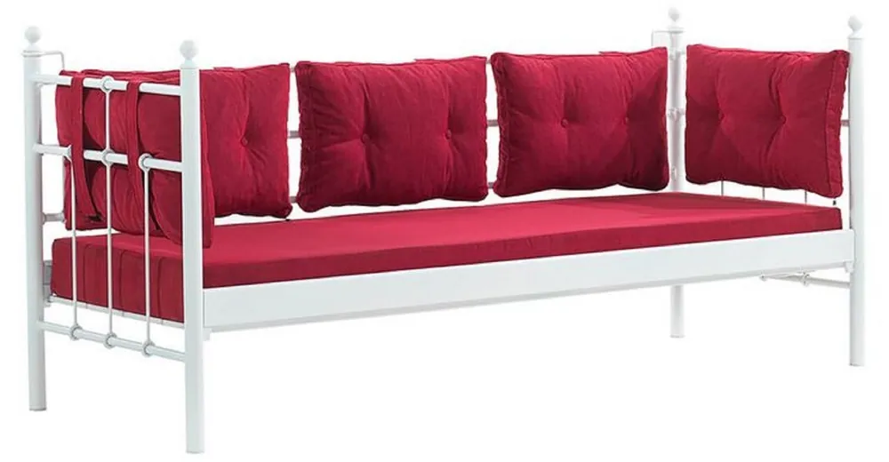 Casa Padrino sofá de jardín Art Nouveau blanco / rojo burdeos 200 x 70 x A. 92 cm - Sofá de Jardín - Sofá de Terraza - Muebles de Jardín y Terraza Saisonangebot