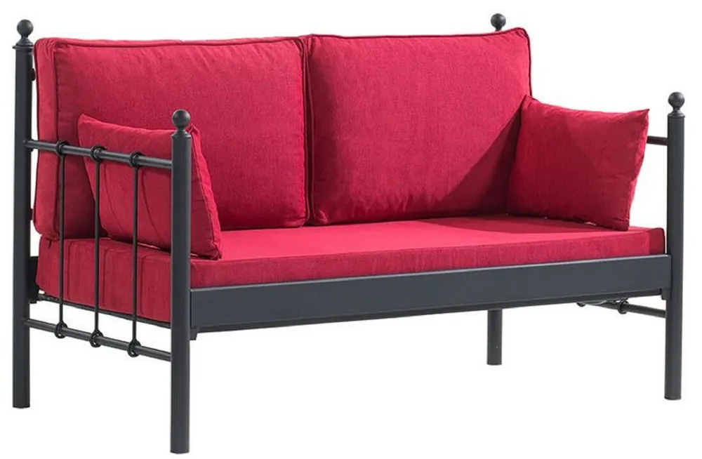 Casa Padrino sofá de jardín Art Nouveau negro / rojo burdeos 140 x 70 x A. 92 cm - Sofá de Jardín - Sofá de Terraza - Muebles de Jardín y Terraza Art Nouveau Markenware
