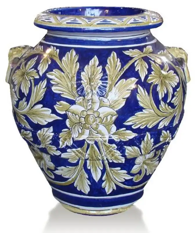 Wochenendangebot Casa Padrino jarrón de terracota barroco de lujo azul / oro / blanco - Varios Tamaños - Magnífico florero hecho a mano y pintado a mano - Accesorios de Decoración Barroco