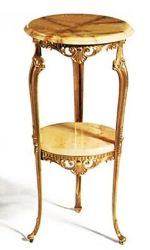 Finale Aktion Casa Padrino mesa auxiliar barroco de lujo oro / beige Ø 35 x A. 72 cm - Mesa redonda de latón con tapas de mármol - Muebles de salón barrocos - Calidad de Lujo
