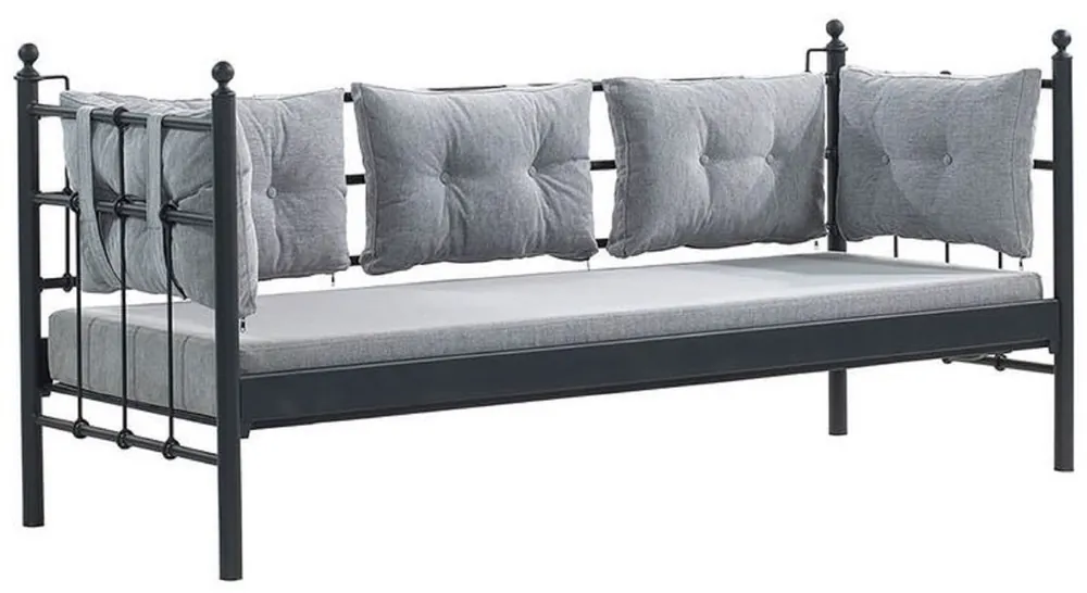 Versand Am Gleichen Tag Casa Padrino sofá de jardín Art Nouveau negro / gris claro 200 x 70 x A. 92 cm - Sofá de Jardín - Sofá de Terraza - Muebles de Jardín y Terraza
