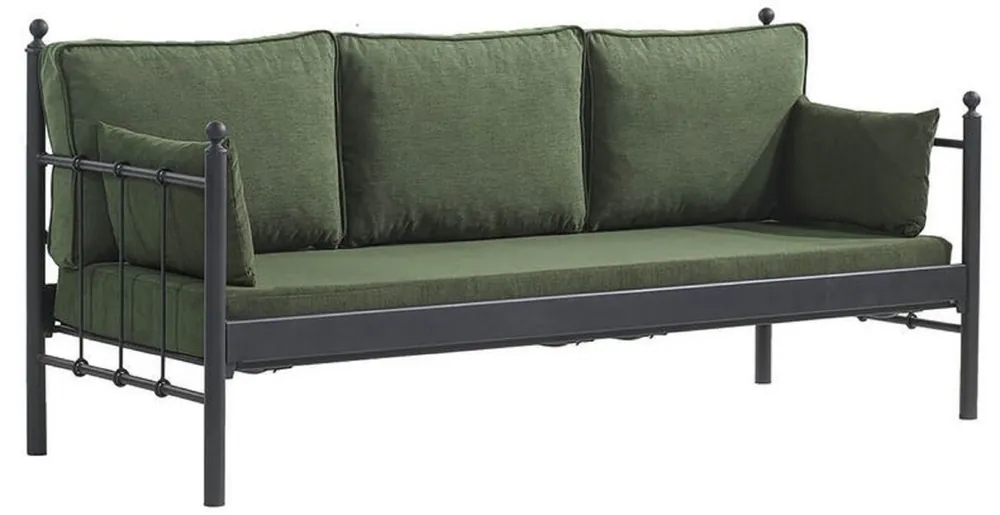 Casa Padrino sofá de jardín Art Nouveau negro / verde oscuro 200 x 70 x A. 92 cm - Sofá de Jardín - Sofá de Terraza - Muebles de Jardín y Terraza Art Nouveau Super-Preis