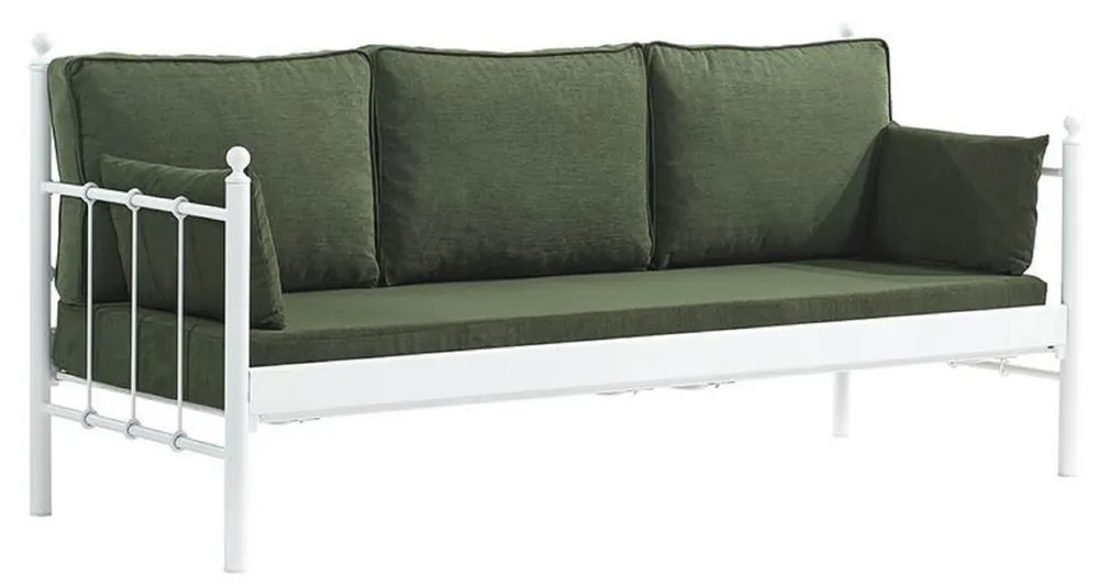Sale Casa Padrino sofá de jardín Art Nouveau blanco / verde oscuro 200 x 70 x A. 92 cm - Sofá de Jardín - Sofá de Terraza - Muebles de Jardín y Terraza Art Nouveau