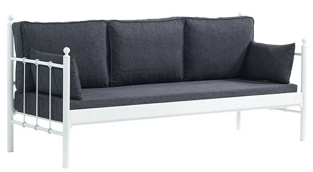 Casa Padrino sofá de jardín Art Nouveau blanco / gris oscuro 200 x 70 x A. 92 cm - Sofá de Jardín - Sofá de Terraza - Muebles de Jardín y Terraza Art Nouveau Ausverkauf