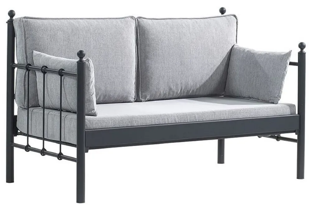 Saisonangebot Casa Padrino sofá de jardín Art Nouveau negro / gris claro 140 x 70 x A. 92 cm - Sofá de Jardín - Sofá de Terraza - Muebles de Jardín y Terraza Art Nouveau