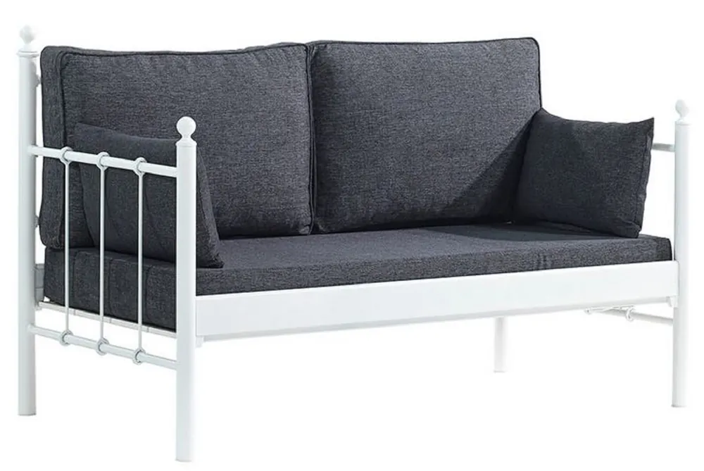 Casa Padrino sofá de jardín Art Nouveau blanco / gris oscuro 140 x 70 x A. 92 cm - Sofá de Jardín - Sofá de Terraza - Muebles de Jardín y Terraza Art Nouveau Ausverkauf