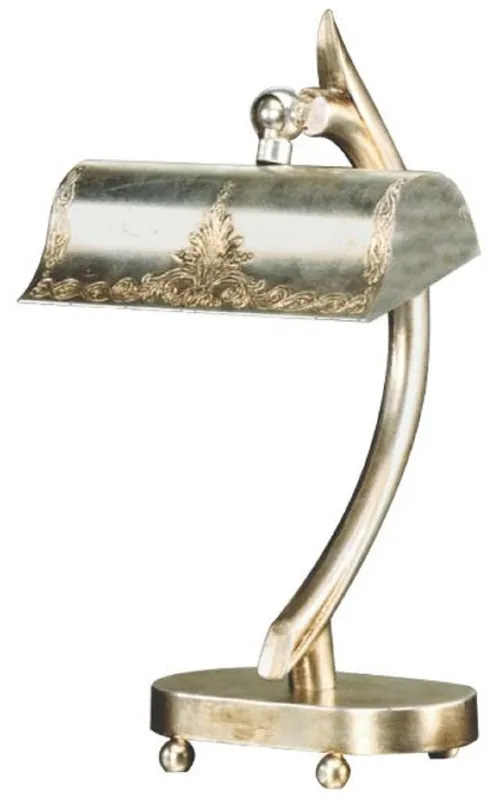 Sofort Bestellen Casa Padrino lámpara de escritorio Art Nouveau de lujo plata 19 x 18 x A. 33 cm - Lámpara de mesa de latón elegante con pantalla giratoria - Luces Barrocos y Art Nouveau