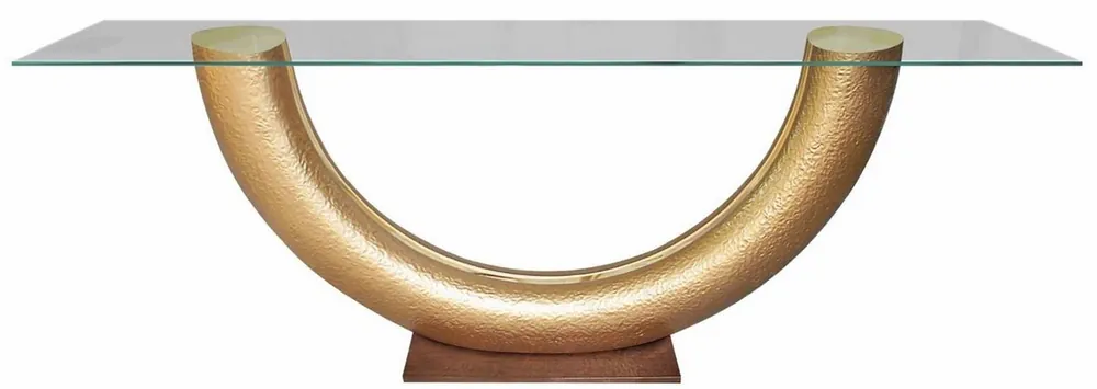Casa Padrino consola de lujo oro / marrón oscuro 230 x 45 x A. 86 cm - Consola con tablero de cristal - Muebles de sala de estar - Muebles de hotel - Colección de Lujo Neu Im Sortiment