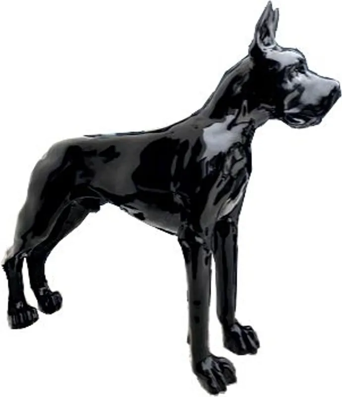 Sonderaktion Casa Padrino figura decorativa de diseño perro Mastín Alemán negro 125 x A. 110 cm - Escultura decorativa de tamaño natural - Figura animal resistente a la intemperie