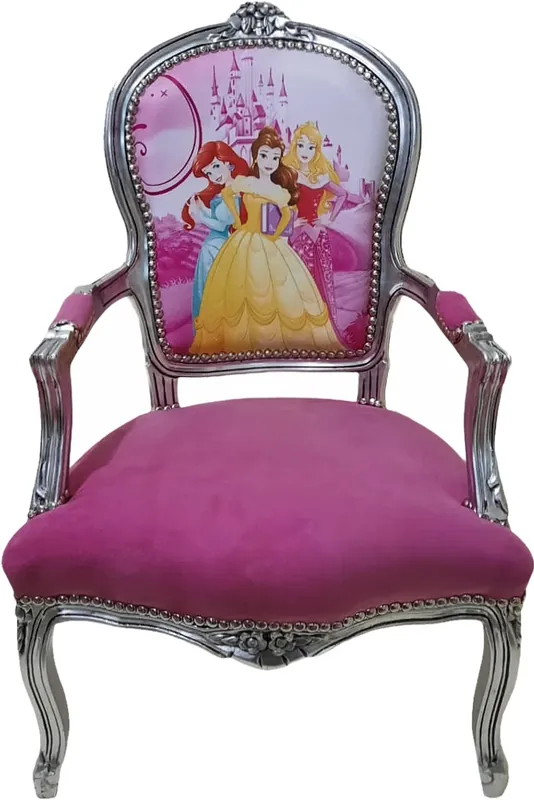 Wochenendangebot Sillón de salón barroco Casa Padrino princesa rosa / plata - muebles barrocos