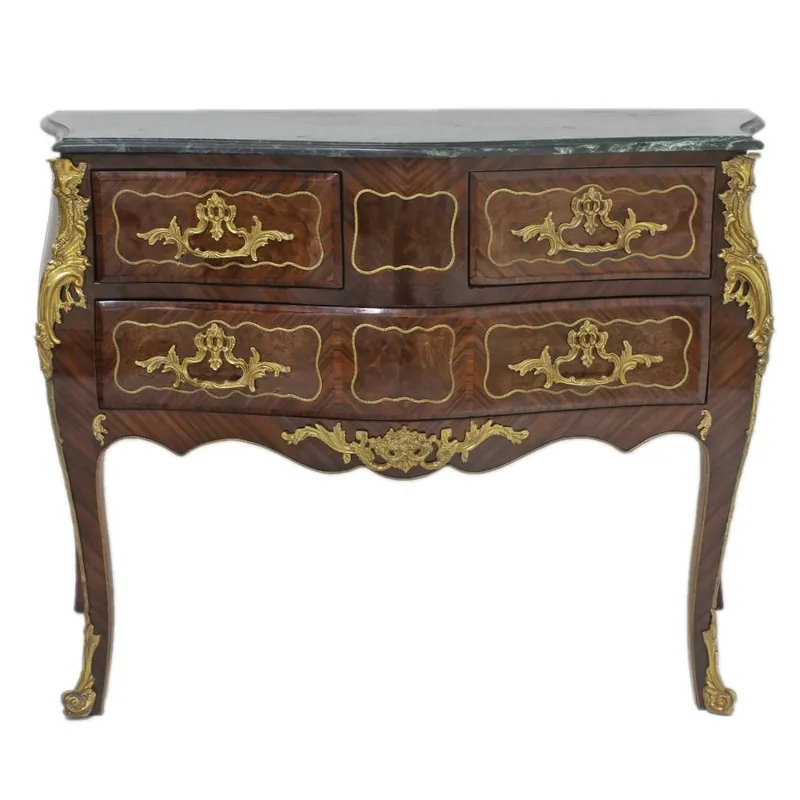 Preiswert Casa Padrino cómoda barroca marrón con tapa de mármol verde 120 cm hecho a mano - muebles barrocos estilo antiguo