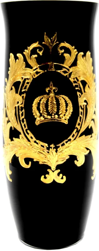Pompöös by Casa Padrino jarrón de lujo con baño de oro de 24 quilates negro / oro Ø 12,3 x A. 30 cm - Florero Pompöös diseñado por Harald Glööckler Top-Preis