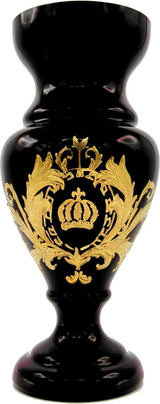 Pompöös by Casa Padrino jarrón de lujo con baño de oro de 24 quilates negro / oro Ø 14 x A. 30,5 cm - Florero Pompöös diseñado por Harald Glööckler Direktkauf