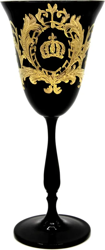 Top-Preis Pompöös by Casa Padrino copa de vino blanco de lujo con baño de oro de 24 quilates negro / oro Ø 8,7 x A. 20,3 cm - Copa de vino blanco Pompöös diseñada por Harald Glööckler
