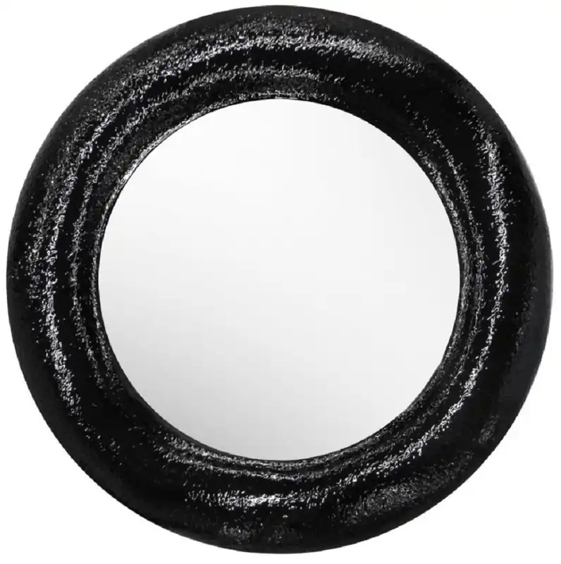 Ausverkauf Casa Padrino espejo de lujo negro Ø 120 cm - Espejo de pared redondo de fibra de vidrio - Espejo de salón - Espejo de armario - Colección de Lujo