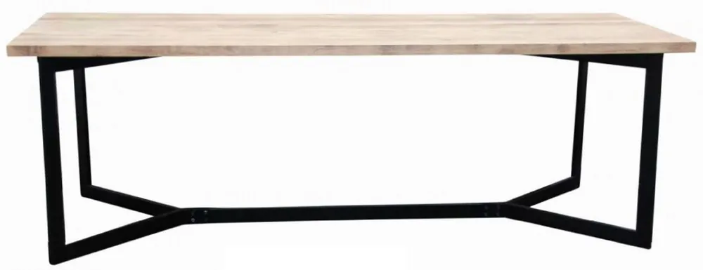 Begrenztes Angebot Casa Padrino mesa de comedor de madera maciza de lujo natural / negro 280 x 90 x A. 78 cm - Mesa de cocina maciza con tablero de roble y estructura de metal - Muebles de comedor