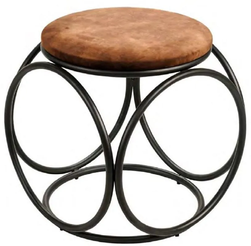 Top-Angebot Casa Padrino taburete de lujo marrón / negro 50 x 50 x A. 50 cm - Taburete tapizado con estructura de metal - Muebles de Salón - Colección de Lujo