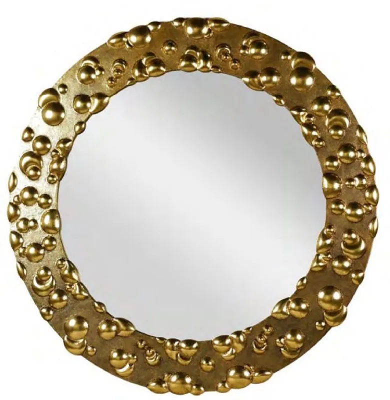 Markenware Casa Padrino espejo de diseño oro antiguo Ø 150 cm - Espejo de pared redondo de metal - Espejo de salón - Espejo de armario - Calidad de Lujo