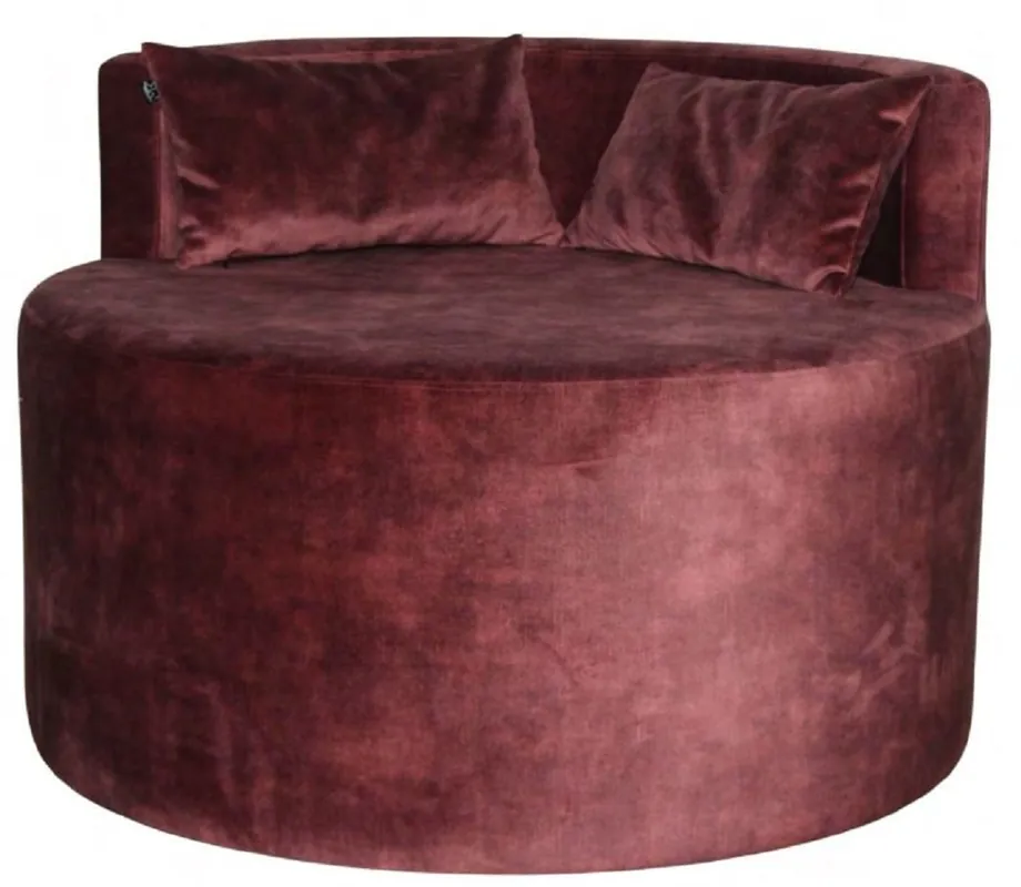 Casa Padrino sillón de lujo rojo vino Ø 90 x A. 65 cm - Sillón de salón redondo - Sillón de Hotel - Muebles de Lujo Sonderaktion