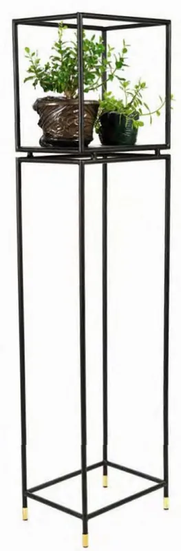 Preiswert Casa Padrino estantería de flores de lujo negro / latón 40 x 30 x A. 160 cm - Estantería de plantas moderna de metal - Muebles de Salón