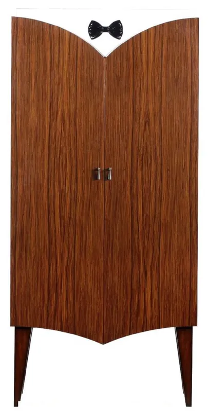 Wochenendangebot Casa Padrino armario bar Art Deco de lujo marrón / blanco / negro 80 x 45 x A. 170 cm - Armario para vino de madera maciza - Muebles de Bar - Muebles de Hotel - Calidad de Lujo