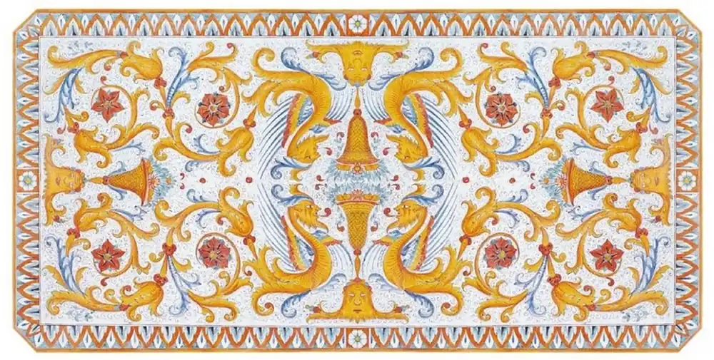 Casa Padrino mesa de comedor Art Nouveau de lujo multicolor / negro - Mesa de jardín con tablero pintado a mano y estructura de metal - Muebles de Sala de Estar Jardín Patio Neu