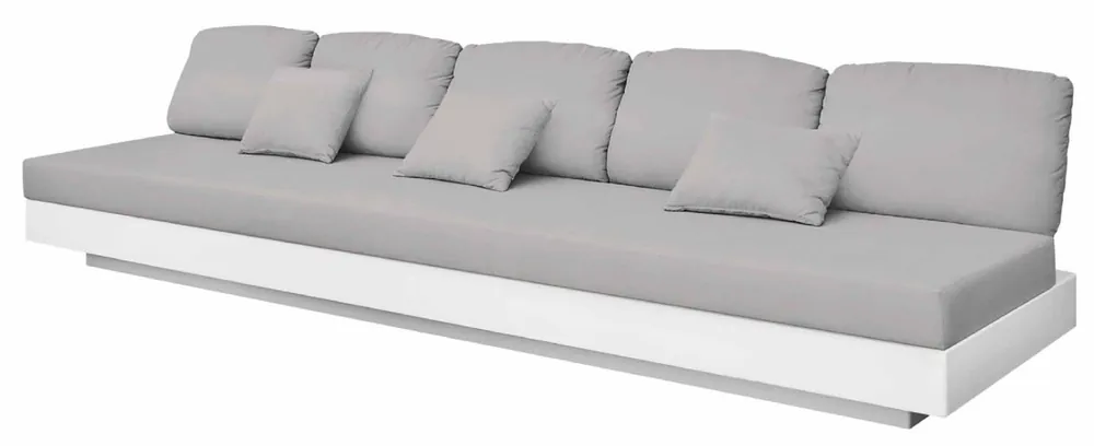 Begrenztes Angebot Casa Padrino sofá de jardín de lujo de 5 plazas gris / blanco mate 350 x 90 x A. 70 cm - Sofá de jardín resistente a la intemperie - Muebles de Hotel - Calidad de Lujo