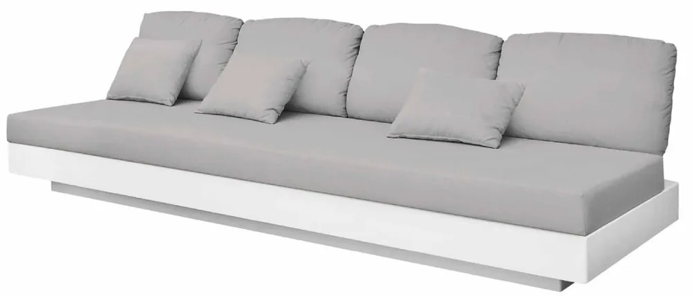 Versand Am Gleichen Tag Casa Padrino sofá de jardín de lujo de 4 plazas gris / blanco mate 280 x 90 x A. 70 cm - Sofá de jardín resistente a la intemperie - Muebles de Hotel - Calidad de Lujo