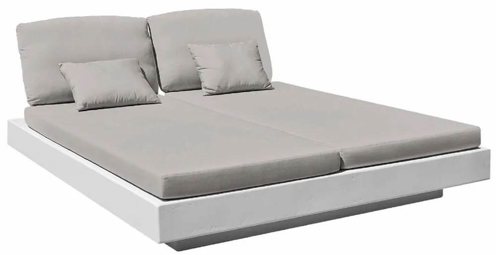 Sonderangebot Casa Padrino tumbona de jardín doble de lujo gris / blanco mate 200 x 175 x A. 60 cm - Tumbona moderna resistente a la intemperie - Tumbona de piscina - Muebles de piscina de hotel de jardín