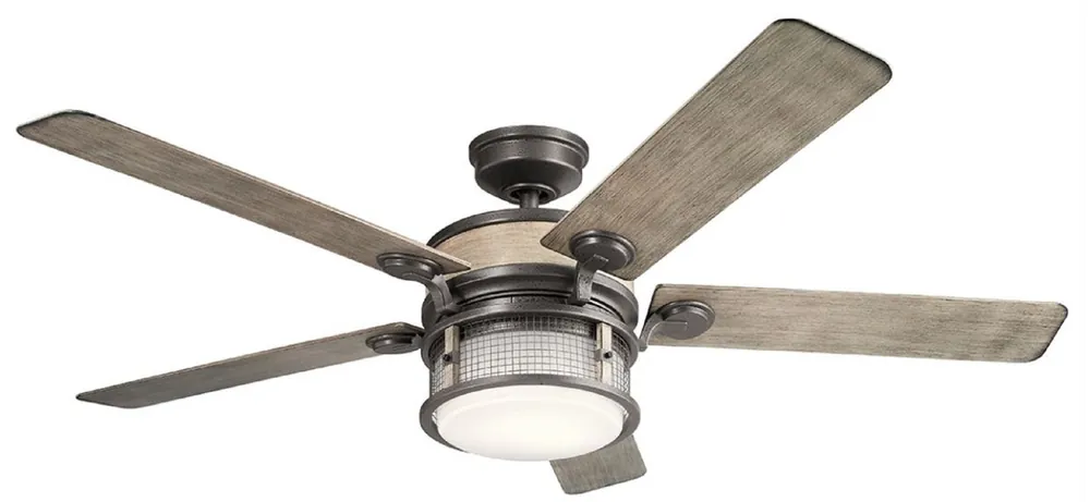Casa Padrino ventilador de techo de lujo gris antiguo 152 x A. 42 cm - Ventilador moderno regulable con iluminación LED y control remoto - Accesorios de Lujo Aktuell
