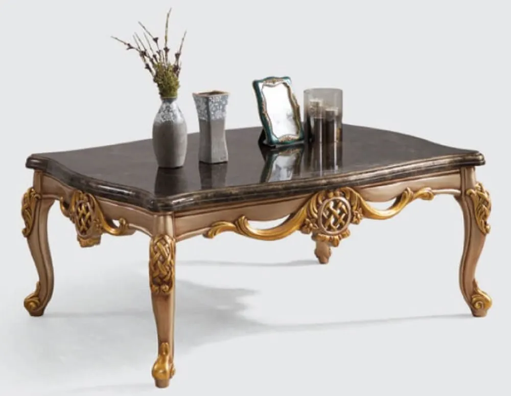 Direkt Vom Hersteller Casa Padrino mesa de salón barroco de lujo azul / plata / oro 120 x 90 x A. 55 cm - Mesa de centro noble de madera maciza en estilo barroco - Muebles de Salón Barrocos