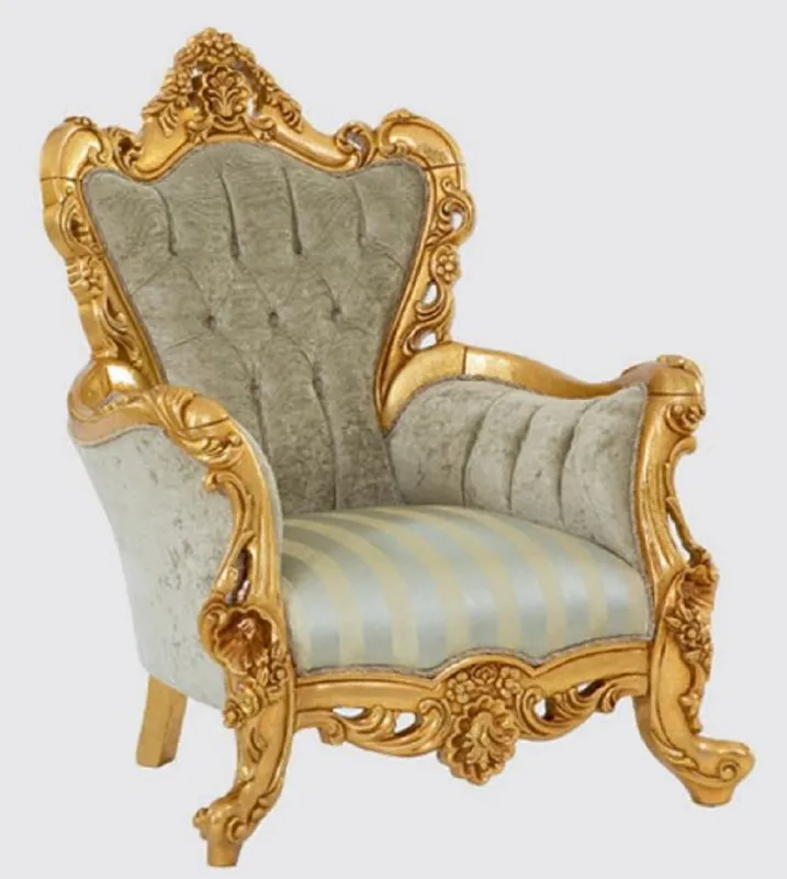 Casa Padrino sillón barroco de lujo verde / oro 100 x 100 x A. 122 cm - Sillón de salón con patrón elegante - Muebles de salón barrocos - Noble y Magnífico Sichere Zahlung
