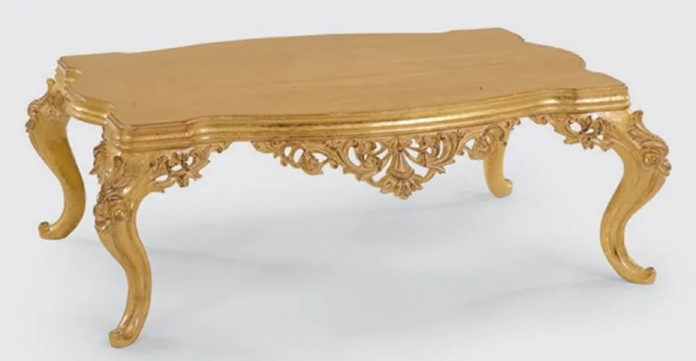Casa Padrino mesa de centro barroco de lujo oro 120 x 90 x A. 46 cm - Mesa de salón de madera maciza hecha a mano en estilo barroco - Magnífica muebles barrocos Zertifiziert