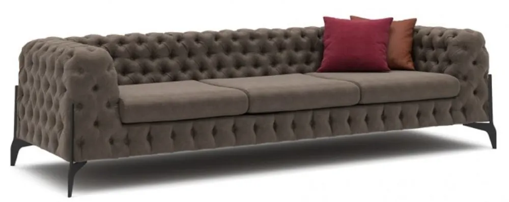 Casa Padrino Sofá Chesterfield de Lujo Gris / Negro 269 x 91 x A. 62 cm - Sofá de Sala de Estar - Muebles de Sala de Estar Chesterfield Sonderangebot