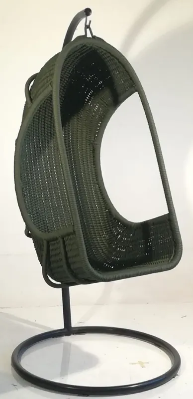 Casa Padrino sillón mecedora de lujo verde militar / negro 66 x 60 x A. 130 cm - Sillón resistente a la intemperie tejido a mano - Muebles de jardín para sala de estar - Calidad de Lujo Direktkauf