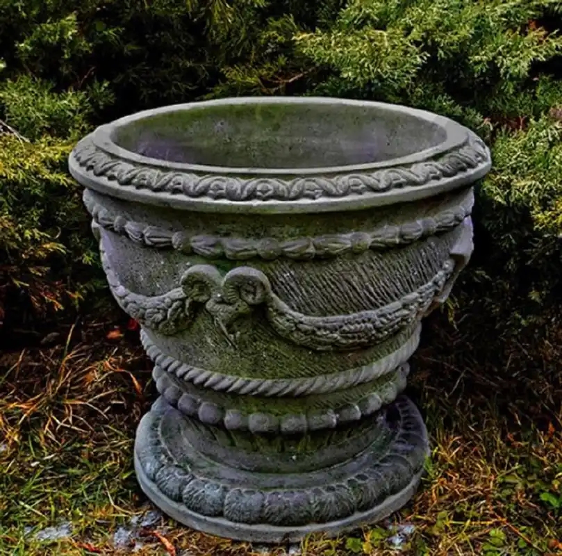 Top-Angebot Casa Padrino maceta barroco gris Ø 41 x A. 38 cm - Macetero redondo de estilo barroco - Decoración Barroca de Jardines y Terrazas