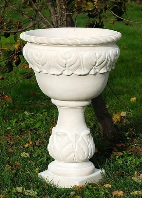 Casa Padrino maceta barroco blanco Ø 53 x A. 80 cm - Macetero redondo de estilo barroco - Decoración Barroca de Jardines y Terrazas Preisknaller