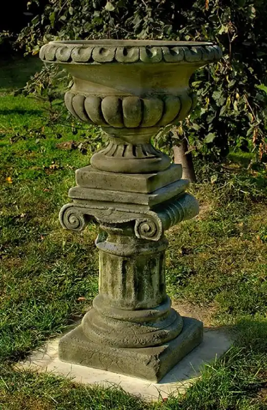 Casa Padrino maceta barroco con columna gris Ø 55 x A. 99 cm - Magnífica macetero con columna de jardín en estilo barroco - Accesorios de decoración de jardín barroco Nur Für Kurze Zeit