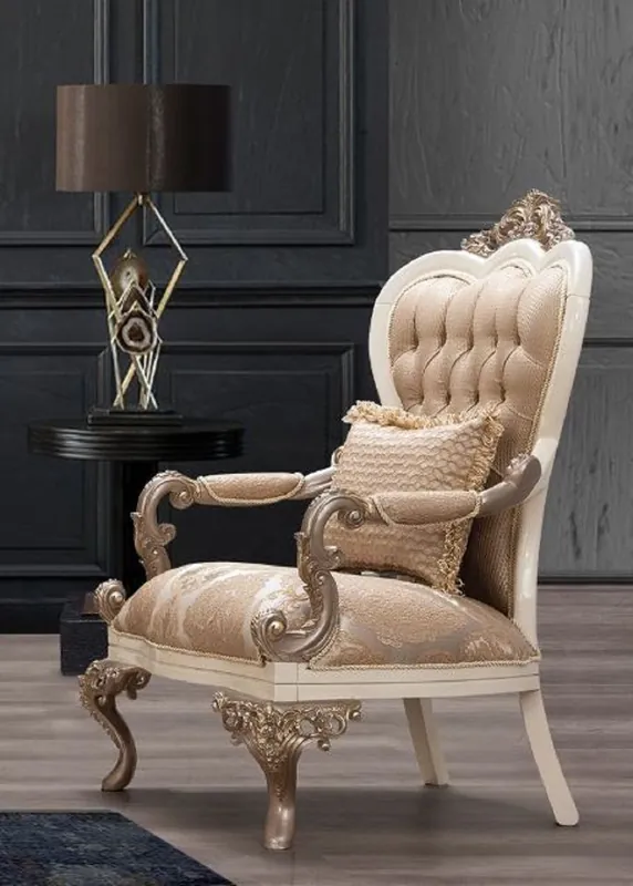 Casa Padrino sillón barroco de lujo marrón / plata / blanco / marrón / oro 89 x 94 x A. 122 cm - Magnífico sillón de salón hecho a mano con cojín - Muebles de salón barrocos Echt