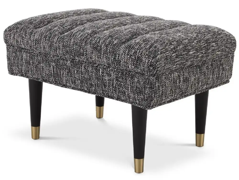 Casa Padrino banco de lujo negro / latón 68 x 50 x A. 45 cm - Banco tapizado de madera maciza - Muebles de Sala de Estar - Muebles de Hotel - Colección de Lujo Neu