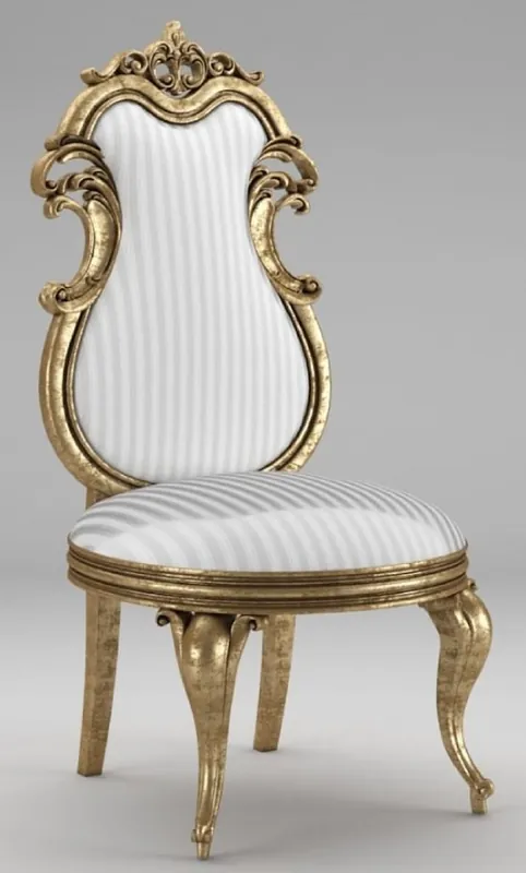 Sonderangebot Casa Padrino silla de comedor barroco de lujo blanco / plata / oro antiguo - Magnífica silla de cocina de madera maciza - Muebles de comedor barrocos