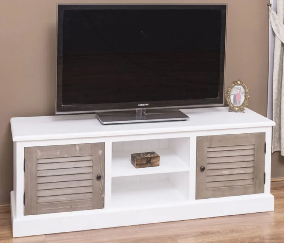 Beliebt Casa Padrino armario de TV de estilo campestre blanco / gris 160 x 46 x A. 56 cm - Aparador de madera maciza - Muebles de salón de estilo campestre