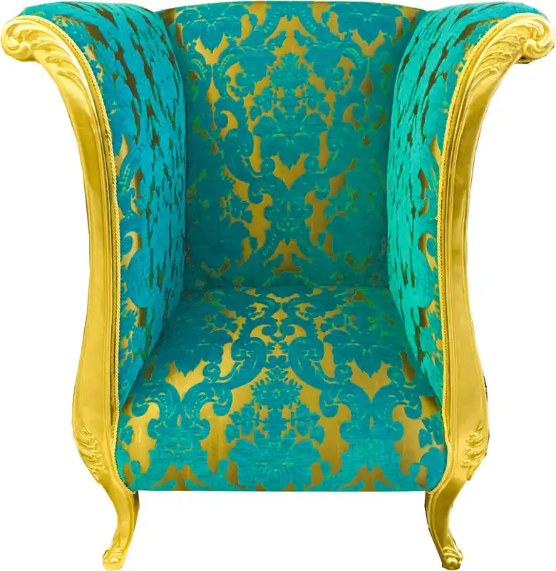 Pompöös extravagante de Casa Padrino sillón de diseño de lujo de Harald Glööckler patrón de ramo turquesa / dorado - sillón barroco Preisreduziert