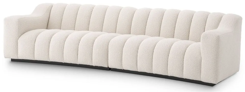 Letzte Chance Casa Padrino sofá de lujo crema / negro 300 x 100 x A. 78,5 cm - Sofá de salón ligeramente curvado - Sofá de Hotel - Calidad de Lujo