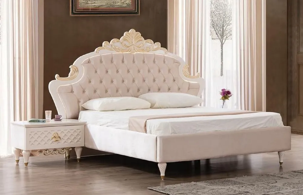 Casa Padrino conjunto de dormitorio barroco de lujo rosa / blanco / oro - 1 Cama Doble con Cabecero y 2 Mesitas de Noche - Muebles de dormitorio barrocos - Noble y Magnífico Jetzt Kaufen