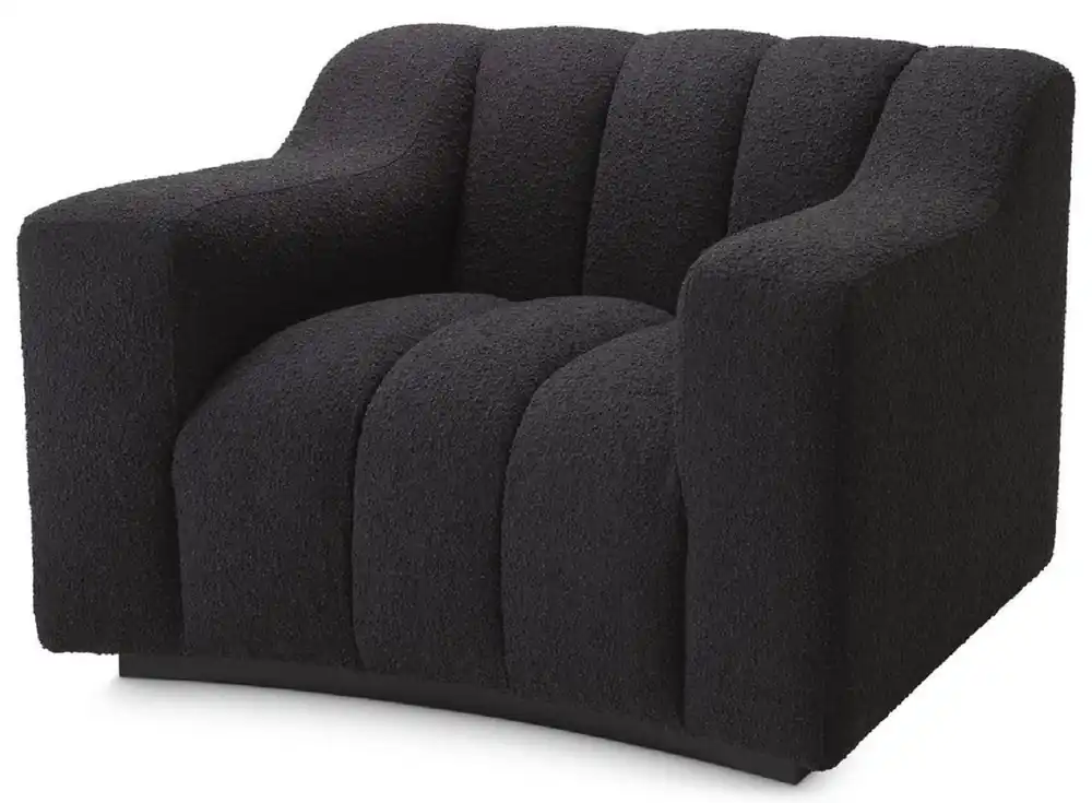Casa Padrino sillón de lujo negro 107 x 96 x A. 78,5 cm - Sillón de salón ligeramente curvado - Sillón de hotel - Calidad de Lujo Ausverkauf