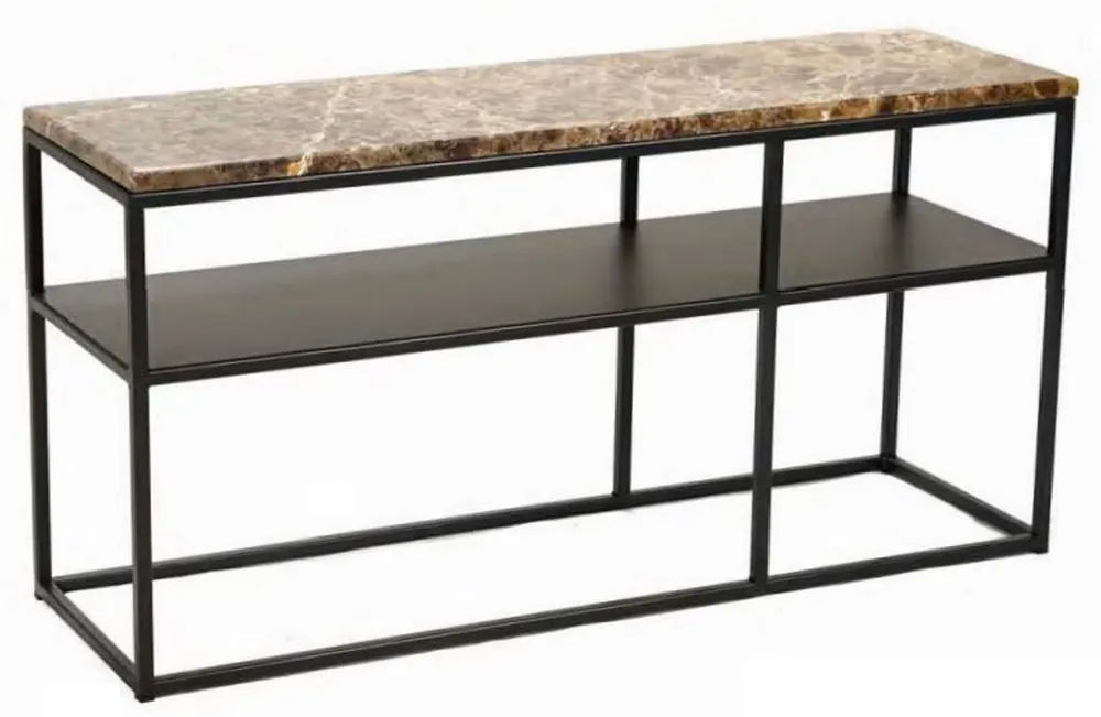 Online Kaufen Casa Padrino consola de lujo marrón / negro 100 x 30 x A. 50 cm - Mesa consola moderna de metal con tapa de mármol - Muebles de sala de estar - Muebles de oficina